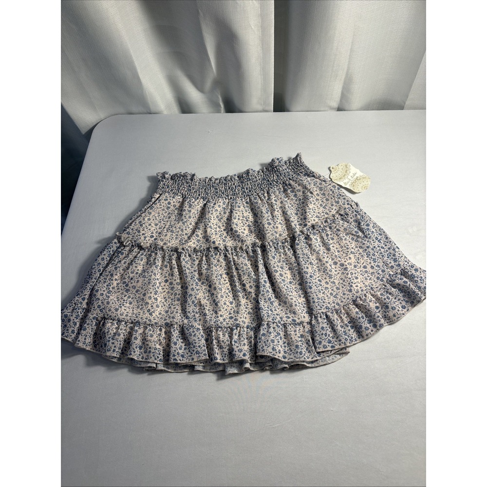 NWT Altar'd State Blue Floral Tiered Mini Skirt Size Medium Cottage Fairy